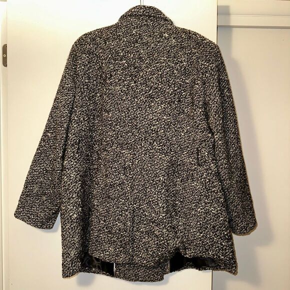 Calvin Klein Women’s 2X Tweed Wool Blend Peacoat Black White Gray NWOT No Belt - Picture 6 of 11
